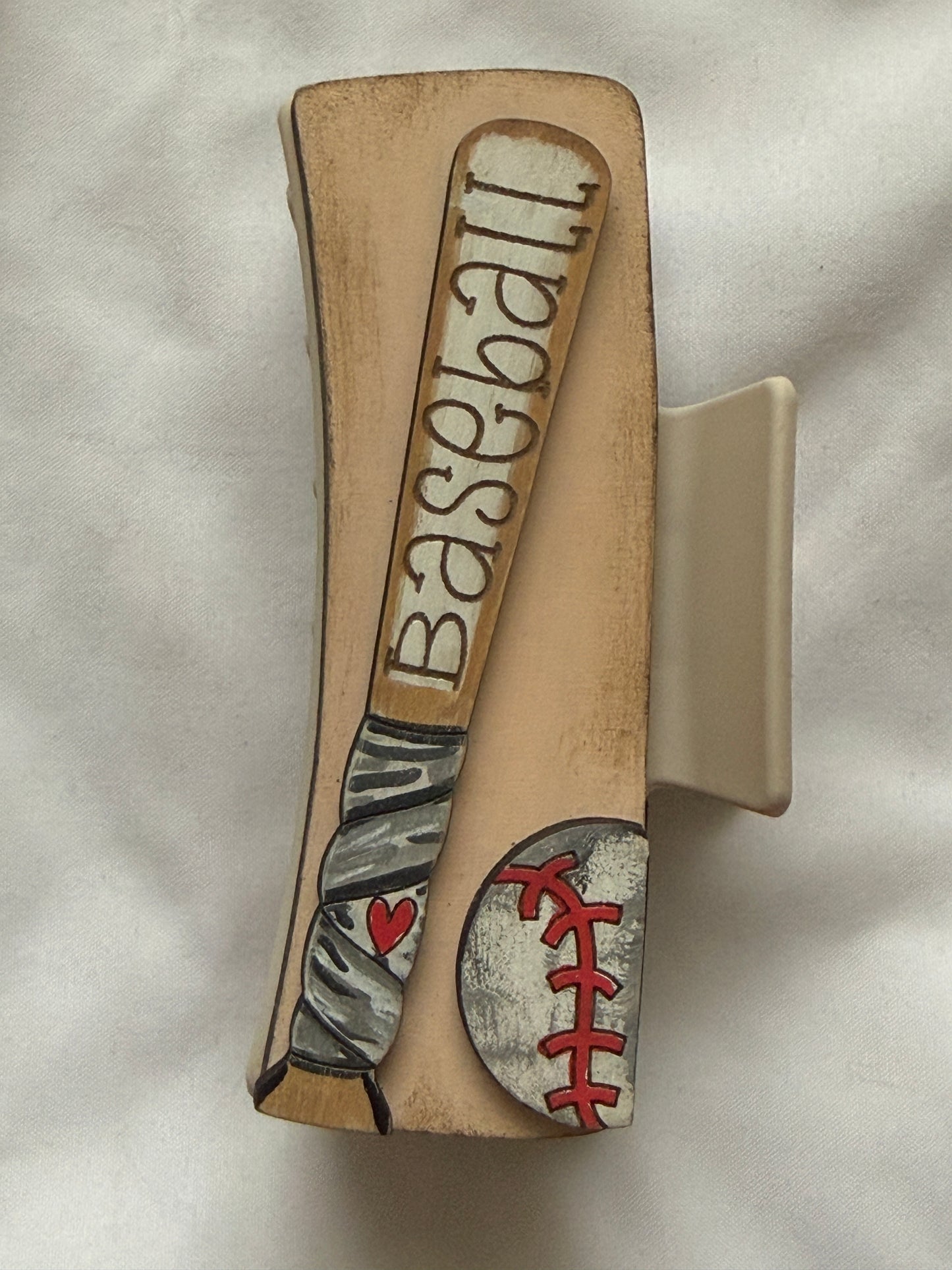 Baseball Mom 4 in Wooden Hair Clip | Sports Mom | Handcrafted Baseball Accessory