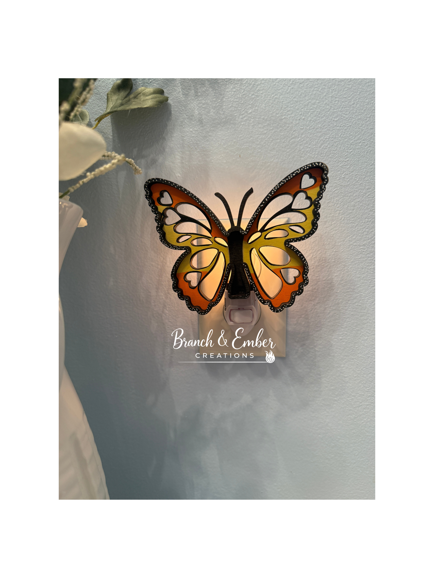 Wooden Monarch Butterfly Night Light