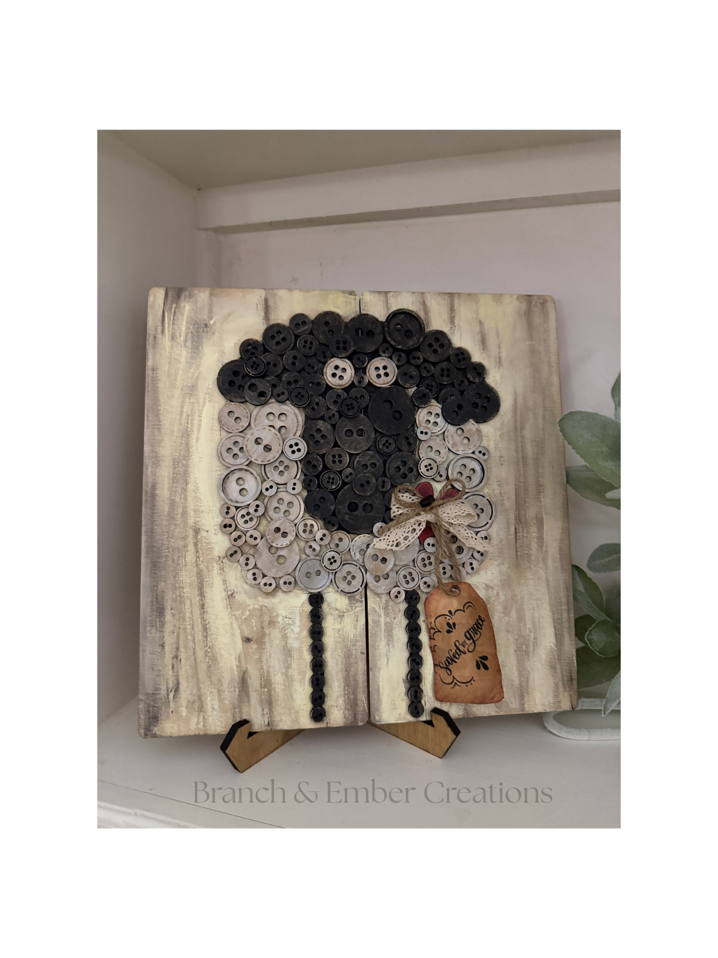 Beautiful Button Lamb – Handmade Faith-Inspired Decor