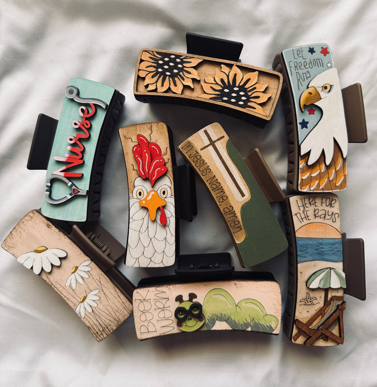 Handcrafted Wooden Hair Claw Clips