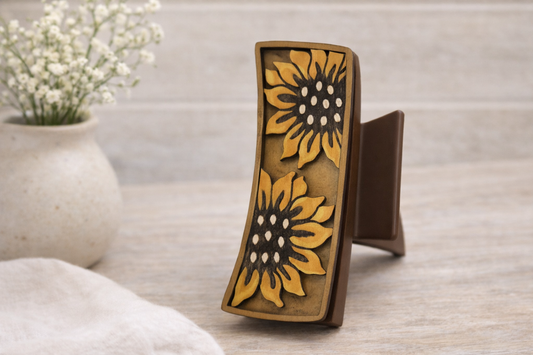 Sunflower 4 in Hair Claw Clip – Handcrafted Floral Wooden Hair Clip