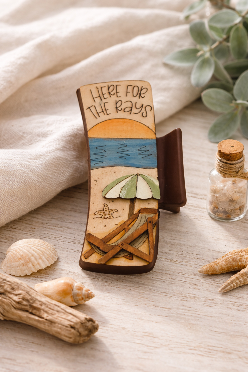 Beach-themed Hairclaw 4 in Clip - Handcrafted Farmhouse Hair Clip