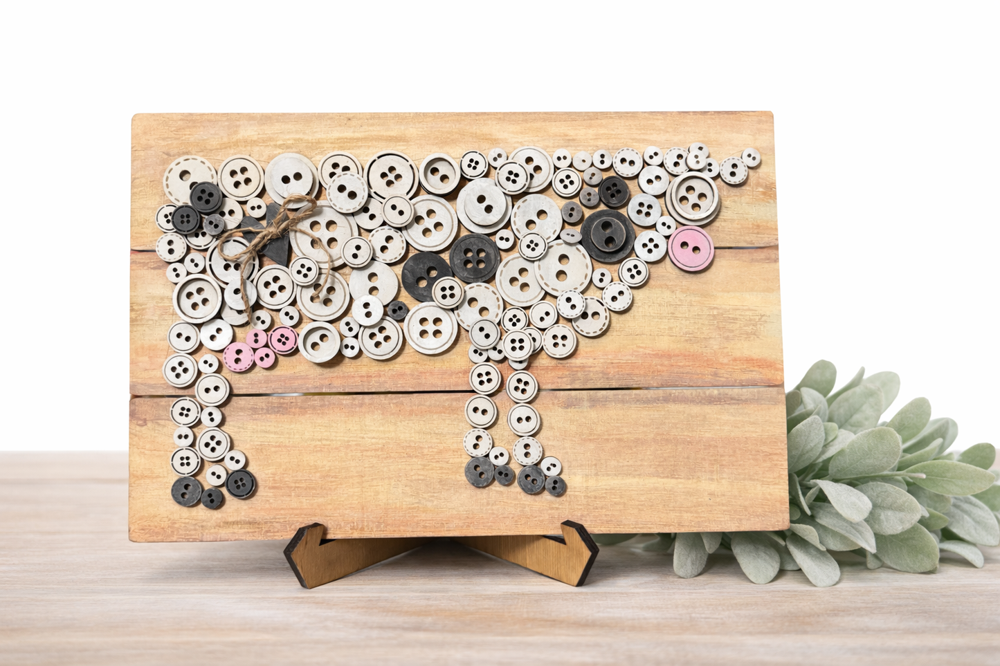 Rustic Button Cow Wall Art – Farmhouse Wooden Decor – Handmade Button Art (11.5” x 8”)