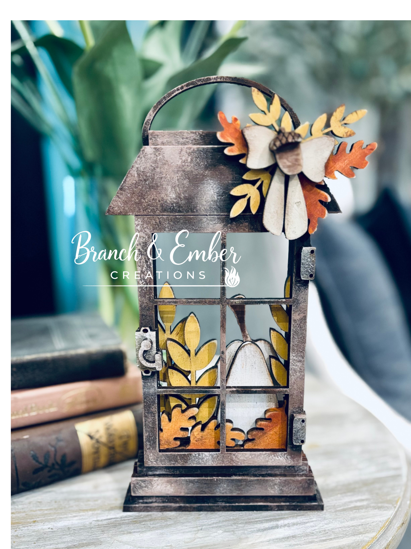 Fall Pumpkin Lantern Shelf Sitter