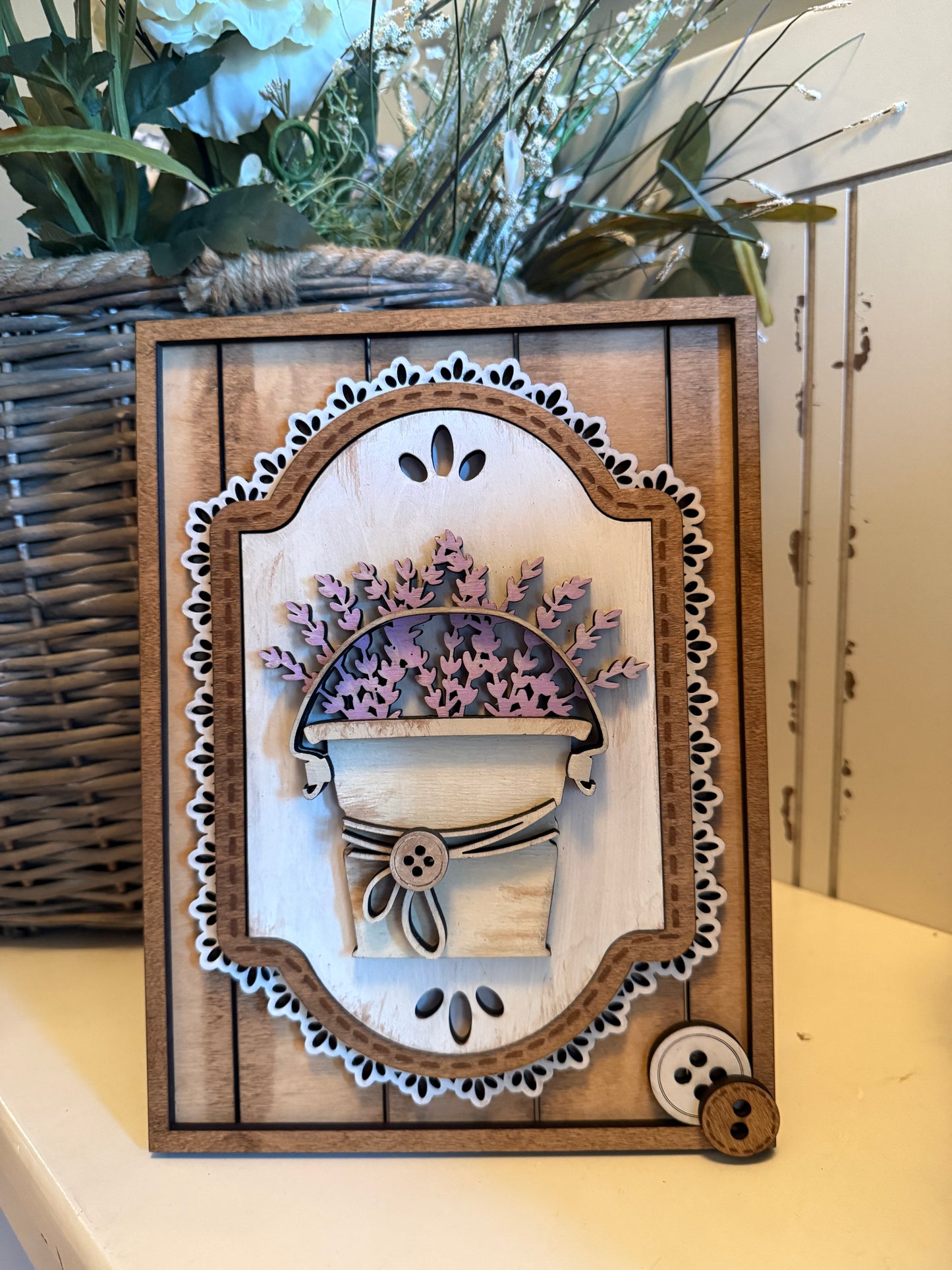 Bucket of Lavender – Interchangeable Seasonal Decor Insert