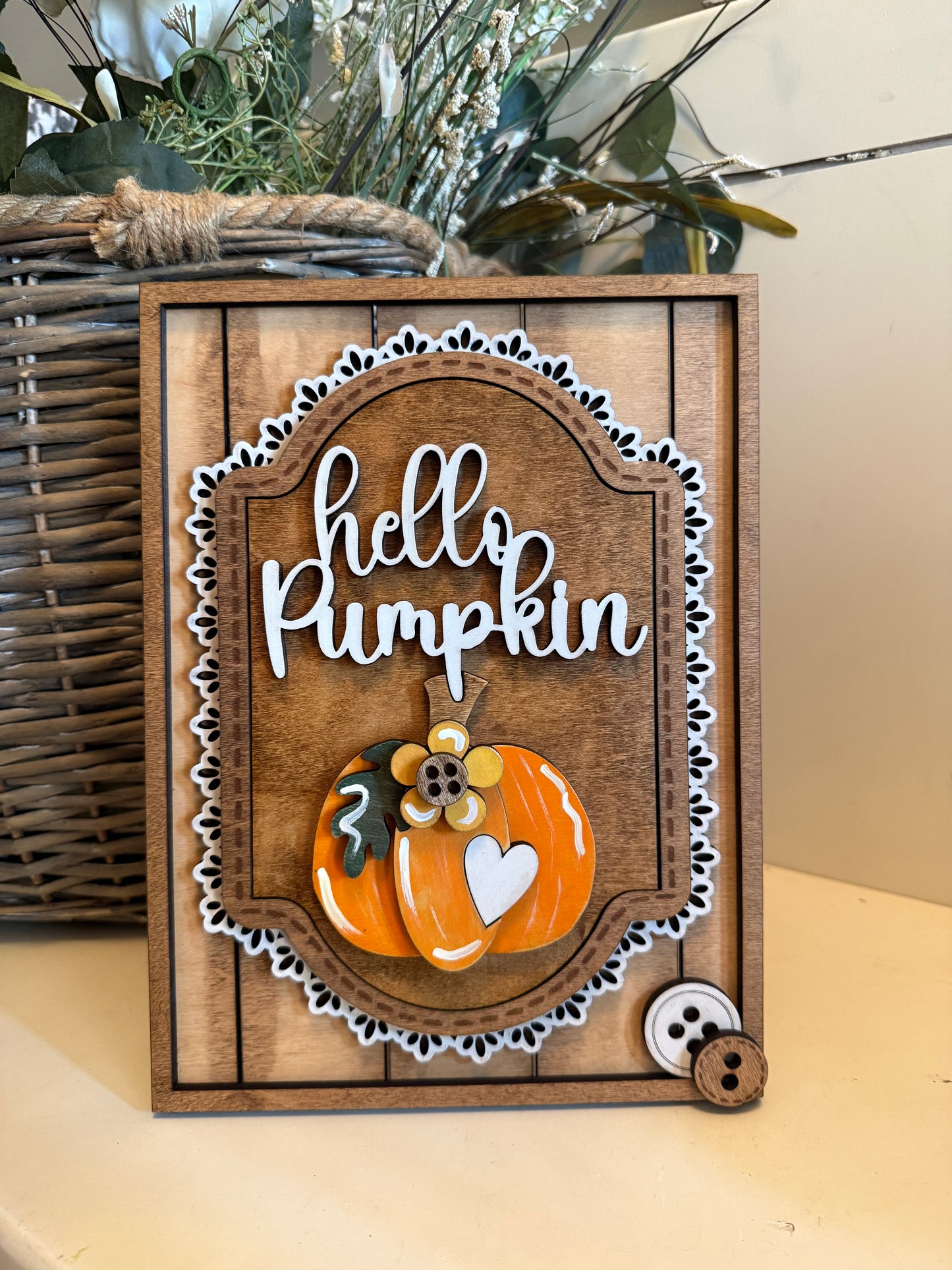 Hello Pumpkin – Interchangeable Seasonal Decor Insert