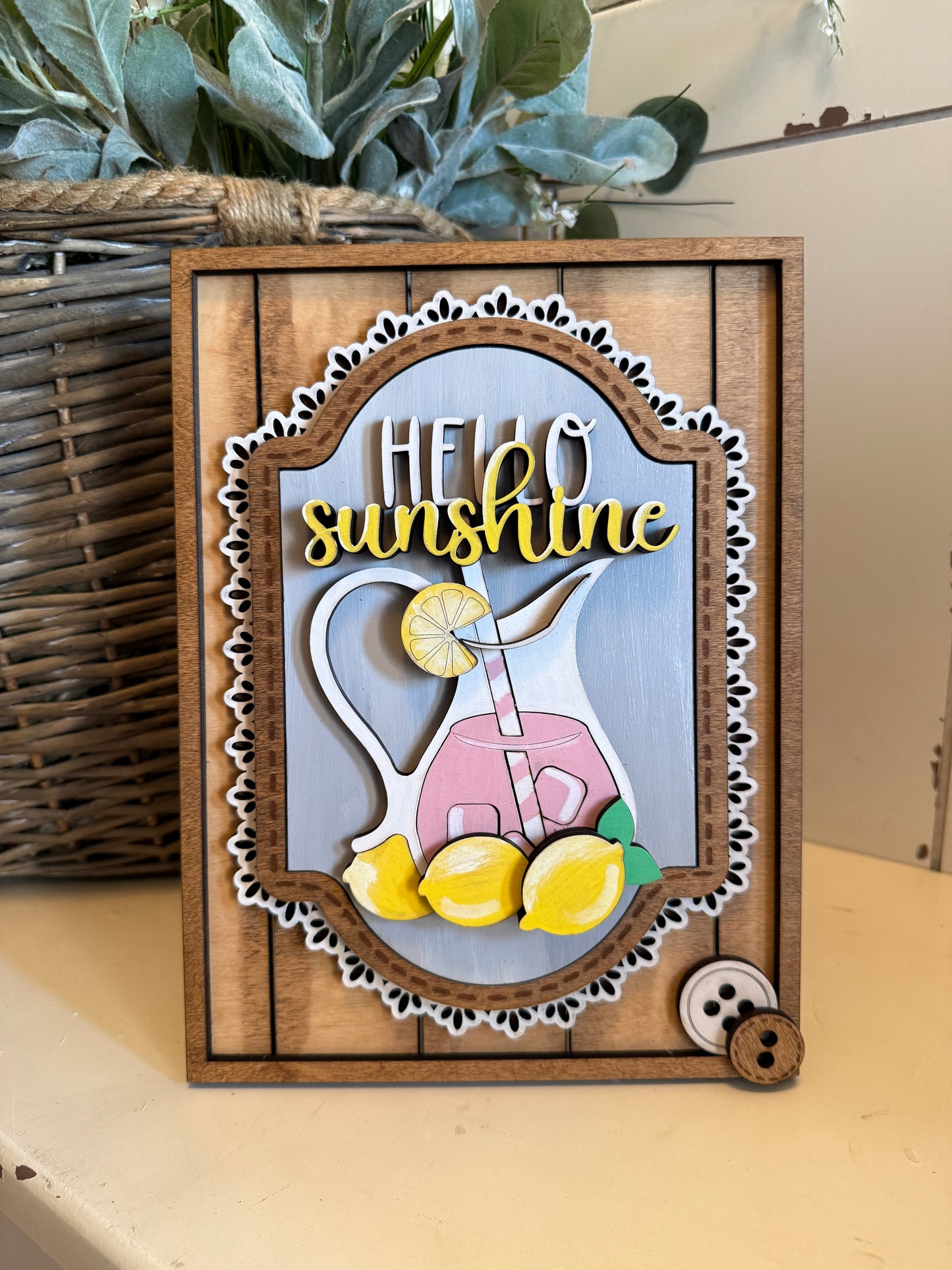 Hello Sunshine Lemonade – Interchangeable Seasonal Decor Insert