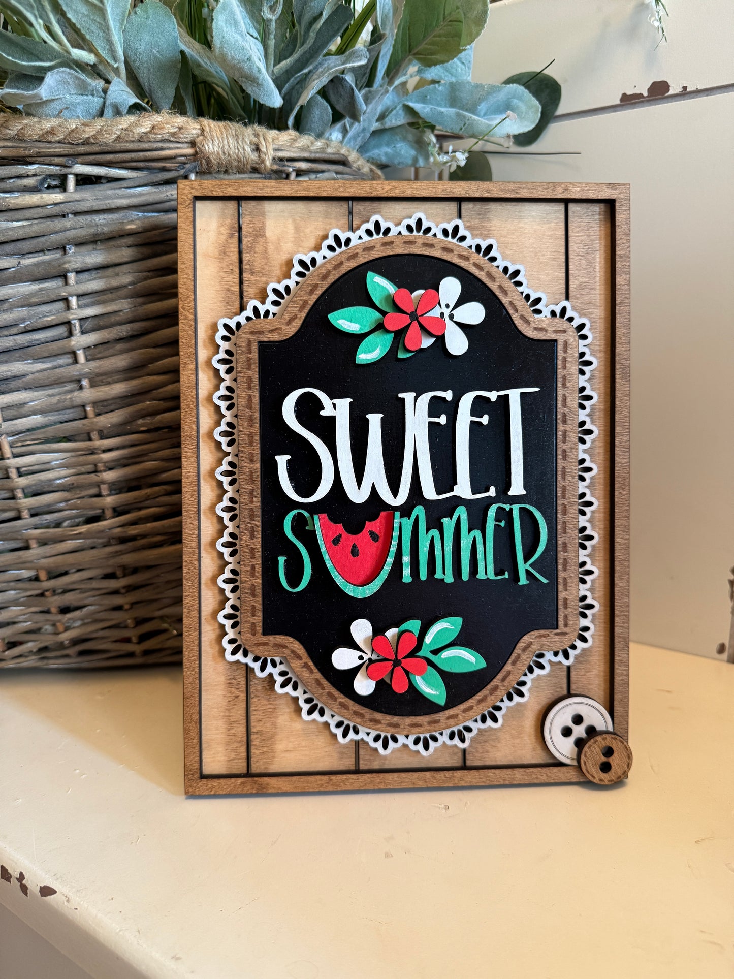 Sweet Summer Watermelon- – Interchangeable Seasonal Decor Insert