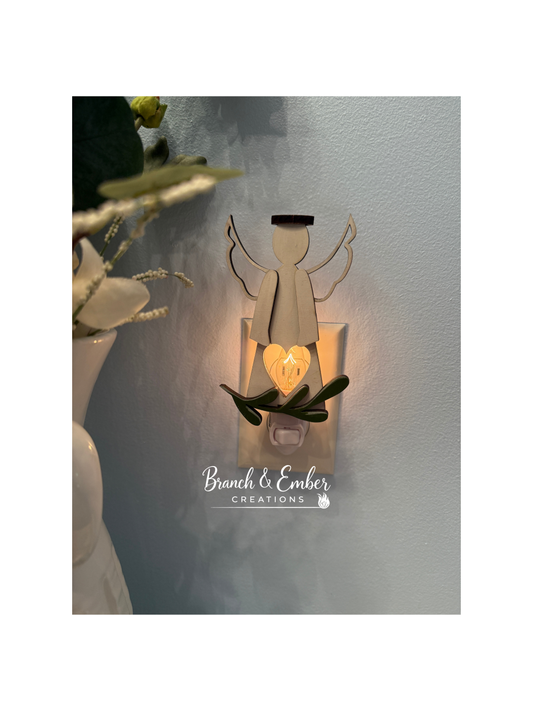 Wooden Guardian Angel Night Light