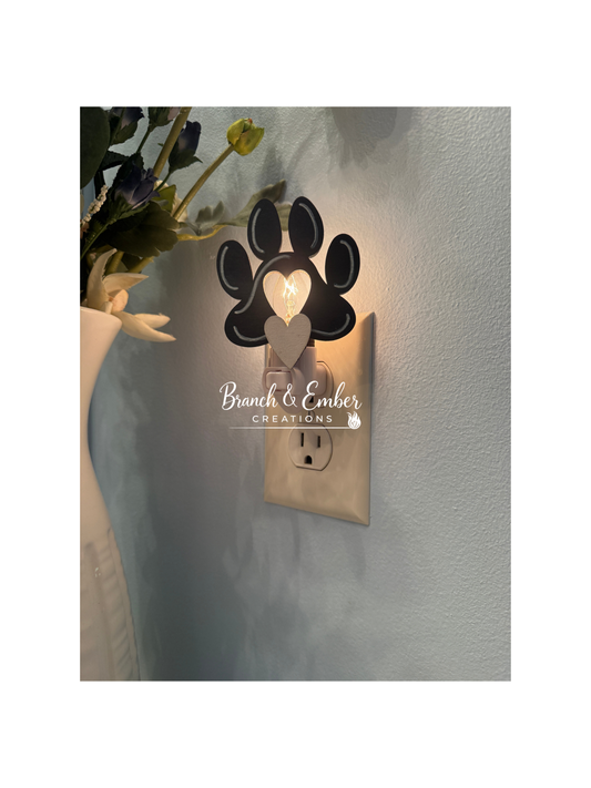 Wooden Paw Print Night Light