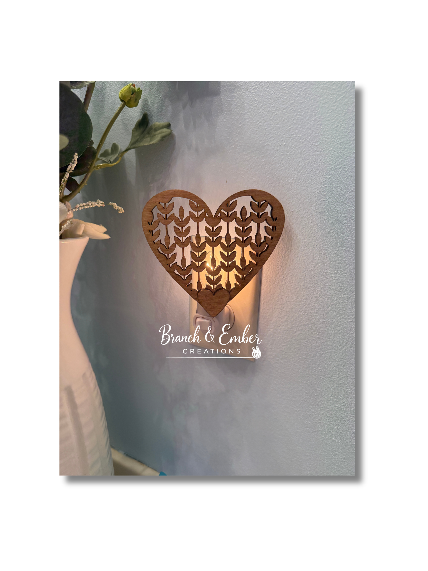 Wooden Woven Heart Night Light