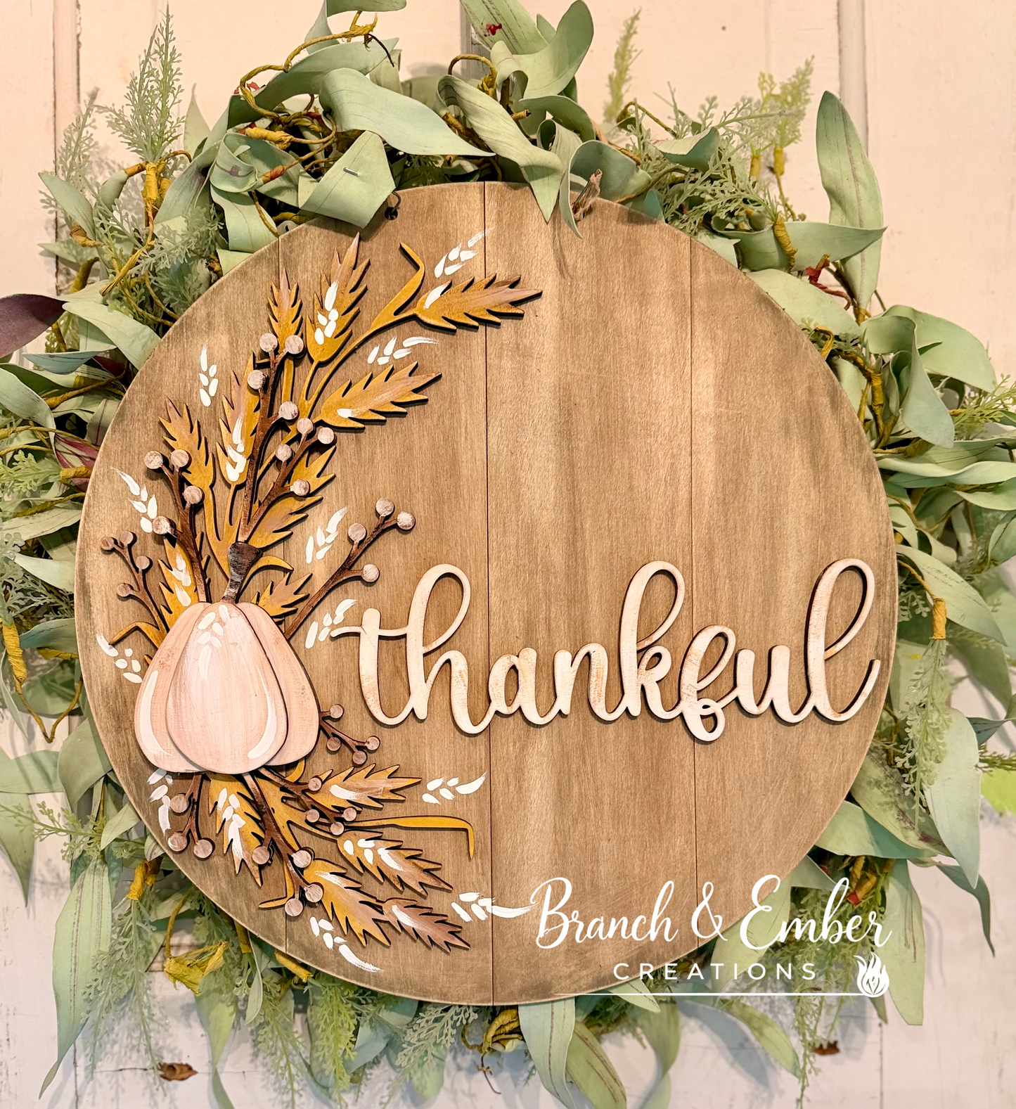 15" "Thankful" Fall Door Hanger