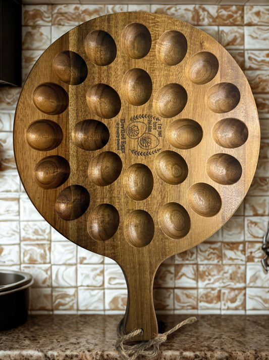 Wooden Deviled Egg / Charcuterie Platter -Acacia Wood
